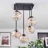 Koyoto ceiling light, globe light Amber, clear, 5-light sources