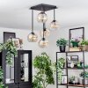 Koyoto ceiling light, globe light Amber, clear, 5-light sources