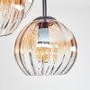Koyoto ceiling light, globe light Amber, clear, 5-light sources