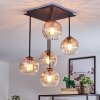 Koyoto ceiling light, globe light Amber, clear, 5-light sources