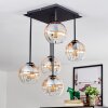 Koyoto ceiling light, globe light Amber, clear, 5-light sources