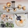 Ripoll ceiling light, globe light Amber, clear, 6-light sources