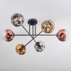 Ripoll ceiling light, globe light chrome, gold, clear, coppery, Smoke-coloured, 6-light sources