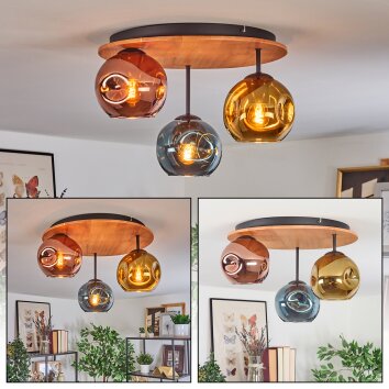 Ripoll ceiling light, globe light Ecru, black, 3-light sources