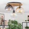 Koyoto ceiling light, globe light Ecru, black, 3-light sources