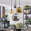 Ripoll hanging light, globe light, Cluster pendant lamp Amber, chrome, gold, Smoke-coloured, 4-light sources