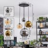 Ripoll hanging light, globe light, Cluster pendant lamp Amber, chrome, gold, Smoke-coloured, 4-light sources