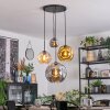 Ripoll hanging light, globe light, Cluster pendant lamp Amber, chrome, gold, Smoke-coloured, 4-light sources