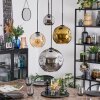 Ripoll hanging light, globe light, Cluster pendant lamp Amber, chrome, gold, Smoke-coloured, 4-light sources