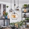 Koyoto hanging light, globe light, Cluster pendant lamp Amber, chrome, clear, Smoke-coloured, 4-light sources