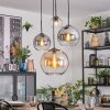 Koyoto hanging light, globe light, Cluster pendant lamp Amber, chrome, clear, Smoke-coloured, 4-light sources
