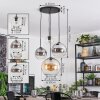 Koyoto hanging light, globe light, Cluster pendant lamp Amber, chrome, clear, Smoke-coloured, 4-light sources