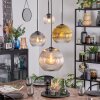 Koyoto hanging light, globe light, Cluster pendant lamp Amber, gold, clear, Smoke-coloured, 4-light sources