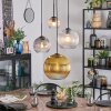 Koyoto hanging light, globe light, Cluster pendant lamp Amber, gold, clear, Smoke-coloured, 4-light sources