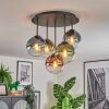 Gastor ceiling light, globe light 45 cm blue, green, clear, coppery, 5-light sources
