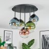 Gastor ceiling light, globe light 45 cm blue, green, clear, coppery, 5-light sources