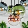 Gastor ceiling light, globe light 45 cm blue, green, clear, coppery, 5-light sources