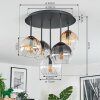 Koyoto ceiling light, globe light 45 cm Amber, clear, Smoke-coloured, 5-light sources