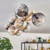 Koyoto ceiling light, globe light gold, black, 10-light sources