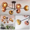 Ripoll ceiling light, globe light gold, clear, coppery, 6-light sources