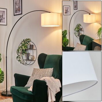 Bassagoda floor lamp, Arch lamps black, 1-light source, Fabric lampshade