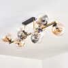 Gastor ceiling light, globe light gold, black, 10-light sources