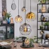 Ripoll hanging light, globe light, Cluster pendant lamp Amber, chrome, gold, clear, Smoke-coloured, 4-light sources