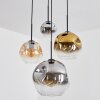 Ripoll hanging light, globe light, Cluster pendant lamp Amber, chrome, gold, clear, Smoke-coloured, 4-light sources