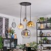 Ripoll hanging light, globe light, Cluster pendant lamp Amber, chrome, gold, clear, Smoke-coloured, 4-light sources