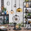 Ripoll hanging light, globe light, Cluster pendant lamp Amber, chrome, gold, clear, Smoke-coloured, 4-light sources