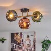 Ripoll ceiling light, globe light gold, black, 3-light sources