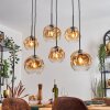 Ripoll hanging light, globe light, pendant light Amber, clear, 6-light sources