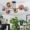 Ripoll ceiling light, globe light chrome, gold, coppery, Smoke-coloured, 6-light sources