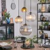Koyoto hanging light, globe light, Cluster pendant lamp Amber, gold, clear, Smoke-coloured, 4-light sources