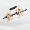 Koyoto ceiling light, globe light Amber, clear, 8-light sources