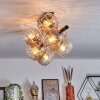 Koyoto ceiling light, globe light Amber, clear, 8-light sources