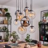 Gastor hanging light, globe light, pendant light Amber, chrome, clear, Smoke-coloured, 8-light sources