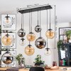 Gastor hanging light, globe light, pendant light Amber, chrome, clear, Smoke-coloured, 8-light sources