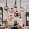 Gastor hanging light, globe light, pendant light Amber, chrome, clear, Smoke-coloured, 8-light sources