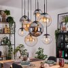 Gastor hanging light, globe light, pendant light Amber, chrome, clear, Smoke-coloured, 8-light sources