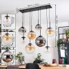 Gastor hanging light, globe light, pendant light Amber, chrome, clear, Smoke-coloured, 8-light sources