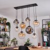 Gastor hanging light, globe light, pendant light Amber, chrome, clear, Smoke-coloured, 8-light sources