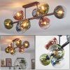 Gastor ceiling light, globe light blue, green, clear, coppery, 8-light sources