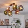 Gastor ceiling light, globe light blue, green, clear, coppery, 8-light sources