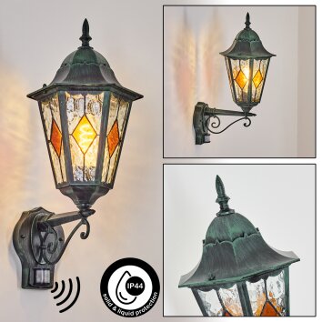 Hongkong outdoor wall light, wall light green, black, 1-light source, Motion sensor