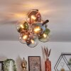 Gastor ceiling light, globe light blue, green, clear, coppery, 8-light sources