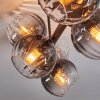Koyoto ceiling light, globe light clear, Smoke-coloured, 8-light sources