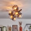 Koyoto ceiling light, globe light clear, Smoke-coloured, 8-light sources