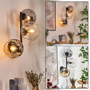 Ripoll globe light, wall light Amber, clear, Smoke-coloured, 3-light sources