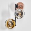 Koyoto globe light, wall light chrome, gold, clear, coppery, Smoke-coloured, 3-light sources